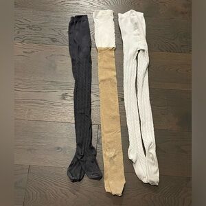 Gymboree / Gap girls tights - gold, gray & creme